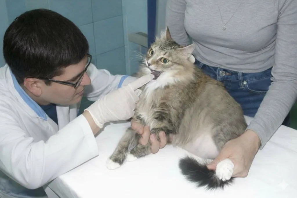 коту смотрят рот