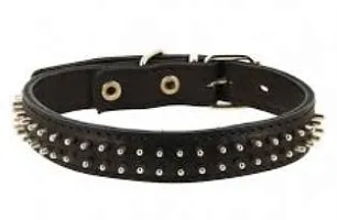 Ошейник кожаный двойной с шипами-ёж 