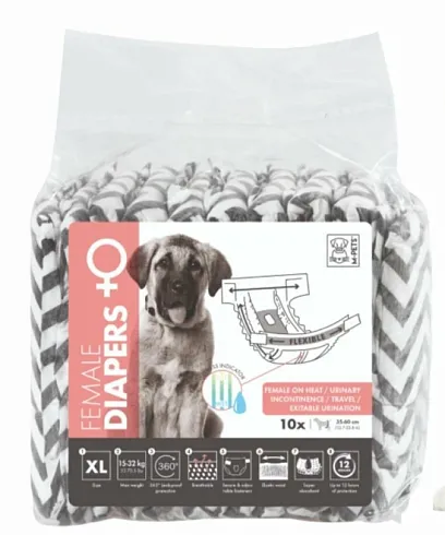 Подгузники одноразовые для собак M-Pets размер №5 ХL талия 35-60см 